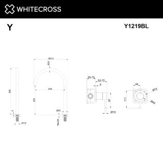 Смеситель для раковины с выносным управлением WHITECROSS Y Y1219BL чёрный матовый